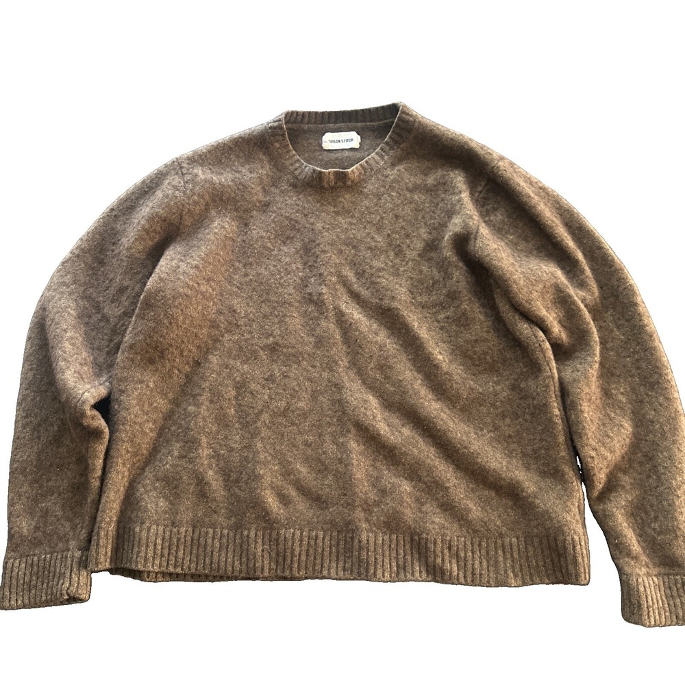 Taylor Stitch Sweater Size 44 Brown Crew Neck Pullover 100% Baby Yak Knit Womens